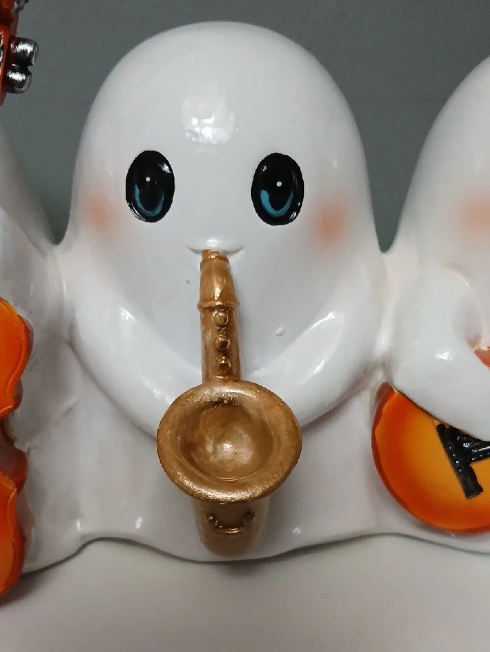 Cute White Ghost Trio Halloween Accent Decor  with Instruments - NWT